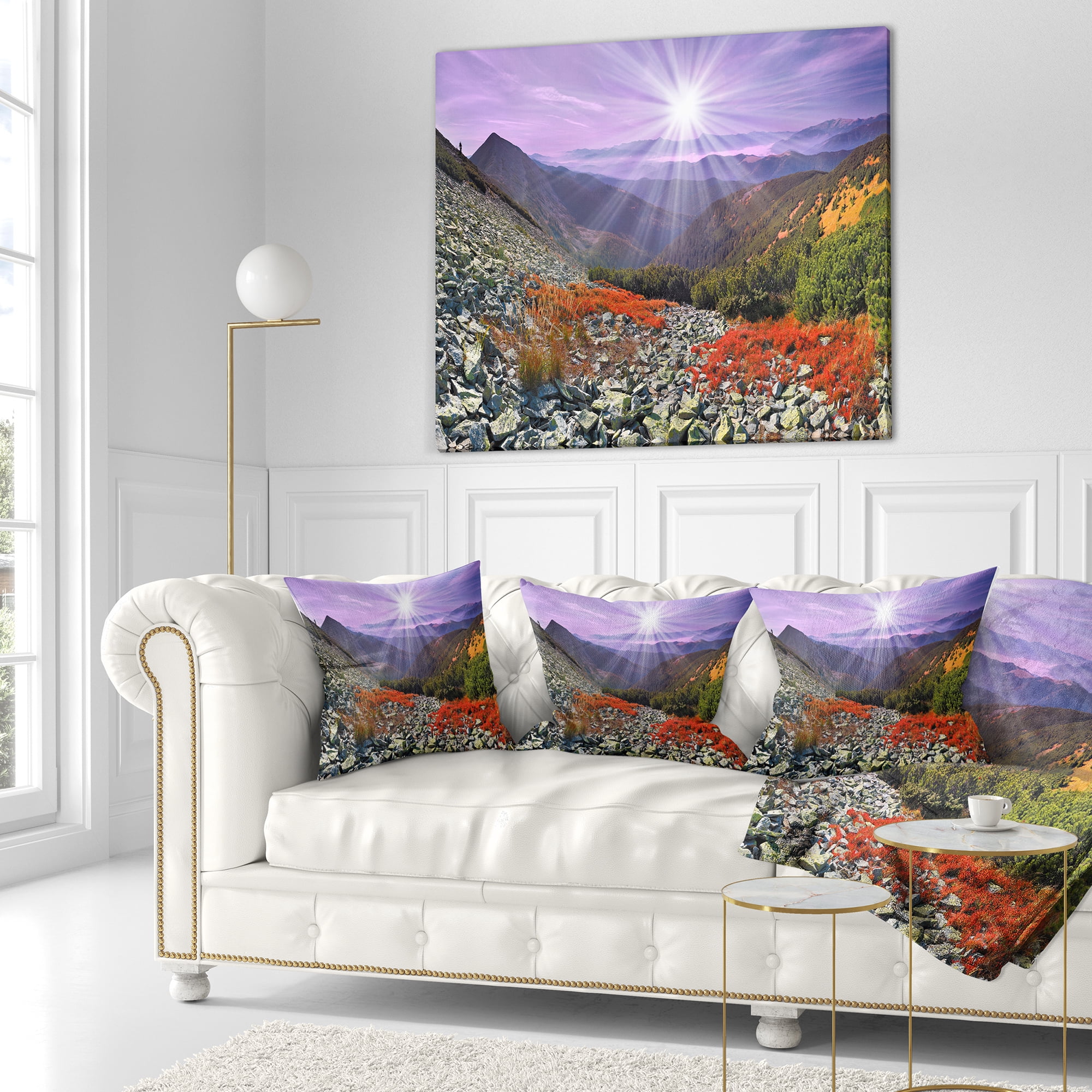 Designart Rocky and Colorful Carpathian - Landscape Photo Throw Pillow - 16x16