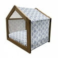 thumbnail image 2 of Anemone Flower Pet House, Floral Pattern with Bouquet of Blue Flowers Delicate Victorian Design, Outdoor & Indoor Portable Dog Kennel with Pillow and Cover, 5 Sizes, Night Blue White, by Ambesonne, 2 of 5