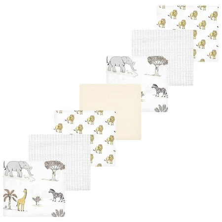 Luvable Friends Hudson Baby Flannel Receiving Blankets 7pk, Wild Safari World