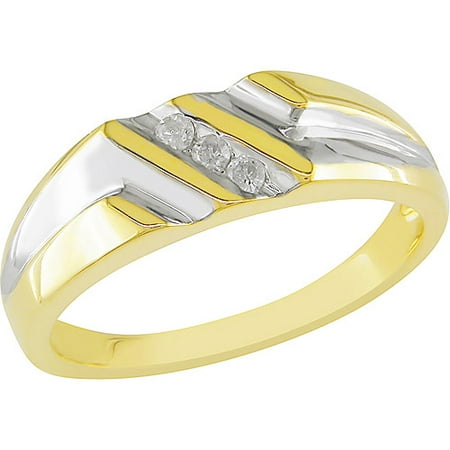 Men's 1/10 Carat T.W. Diamond Ring in White and Yellow Silver