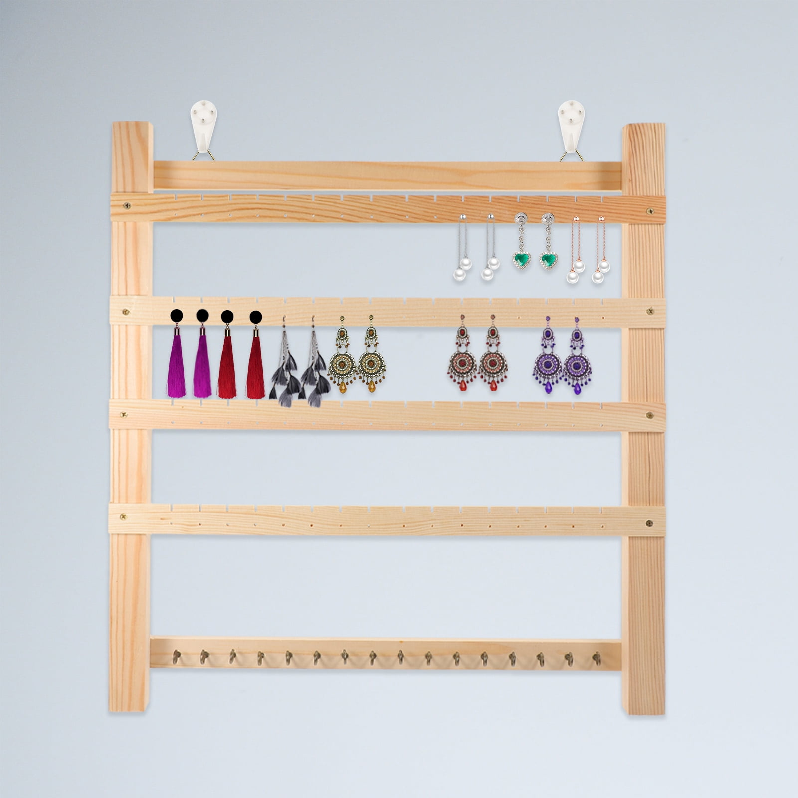Wall Hanging Earring Organizer 1 Set Wooden Jewelry Display Rack for Ear Studs Holder