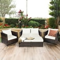 thumbnail image 1 of Patiojoy 5 Pieces Patio Furniture Set Sectional Wicker Sofa Conversation Set with Removable Cushions White, 1 of 6