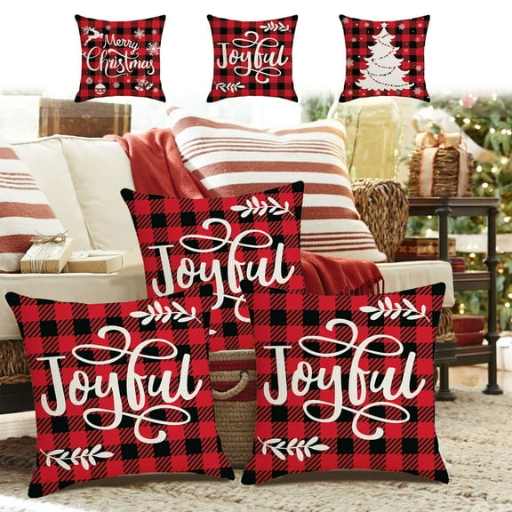 Wzzjkit Christmas Pillow Covers Decoration, 18x18in Christmas Red Printed Winter Throw Pillows Cushion Case Couch Decor for Christmas Home Outdoor Decorations, Christmas Pillow Cases