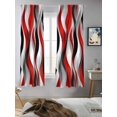 thumbnail image 5 of Red Black Grey Curtains 63 Inch Length, Sheer Curtains for Bedroom Living Room Window Moire Modern Artwork Abstract Rod Pocket Voile Drapes Kitchen Curtains Small Half Window 42"x63" 2 Panels, 5 of 6