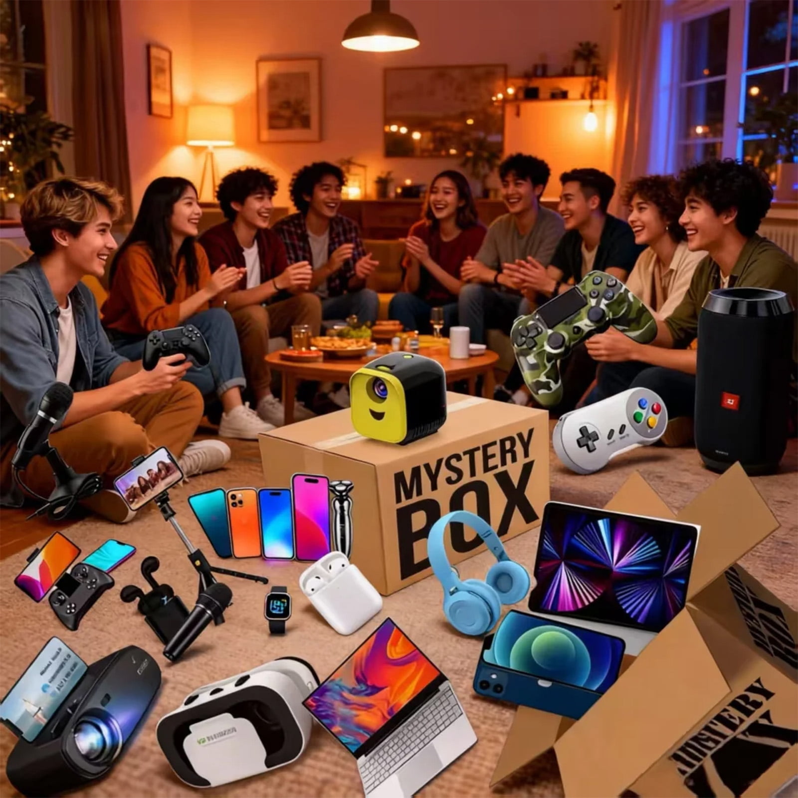Christmas Gift Surprise Box Premium Electronics Gift Box - Merry Christmas Surprise Birthday Gift Box with Smartwatches & Tech Gadgets (2-20 Piece Random Assortment)