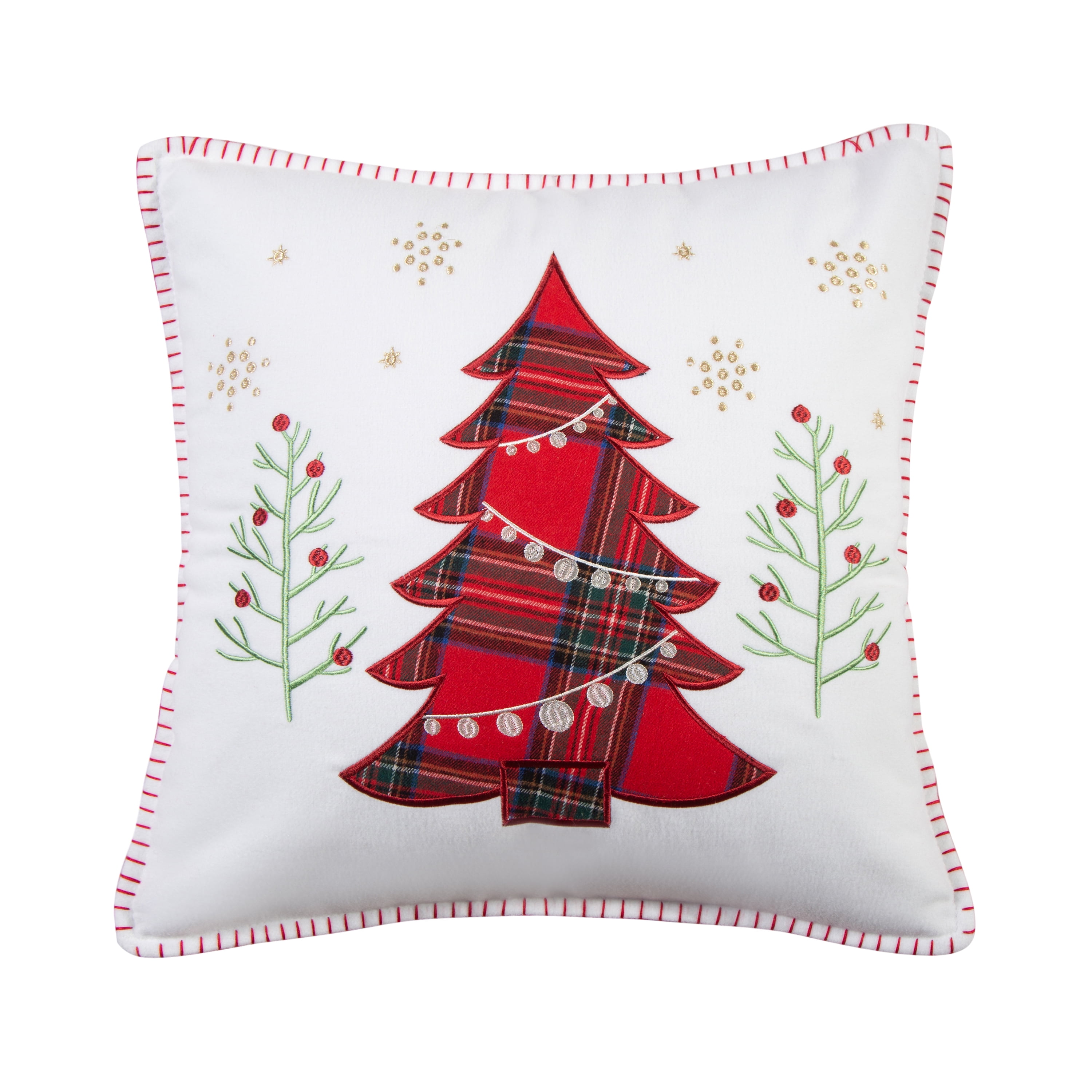 Thatch Home Spencer Plaid by Levtex Home Decorative Pillow (18x18in.) Christmas Tree Red