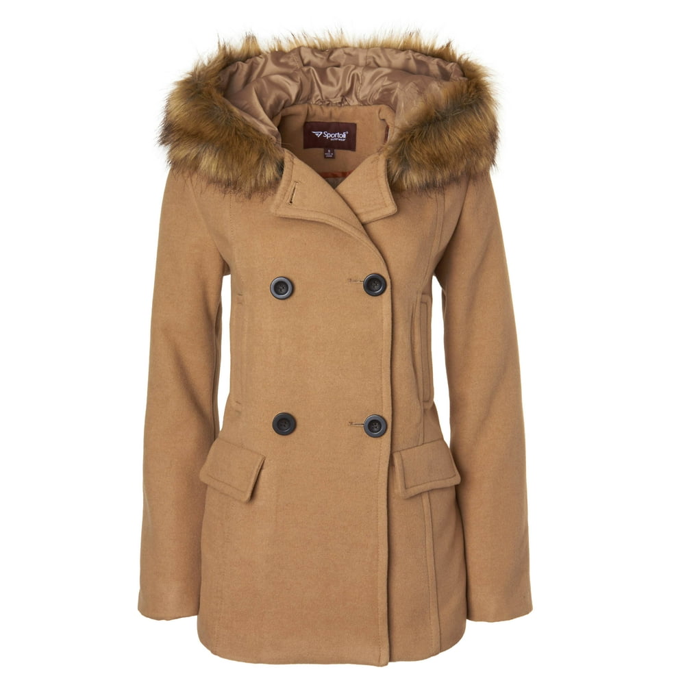 Sportoli Sportoli Women’s Winter Wool Look Double Breasted Pea Coat
