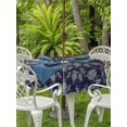 thumbnail image 3 of Outdoor Tablecloth with Umbrella Hole for Patio/Picnic/Party/Camping, Boho Navy Blue Flower Waterproof Table Cloth Round Cover Washable, Abstract Bohemia Pesley Floral (Dia 54"), 3 of 8