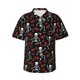 thumbnail image 1 of Balery Skeleton with Roses Camisas hawaianas de manga corta para hombre, camisas playeras de corte holgado, camisas de vacaciones con botones,Large, 1 of 7
