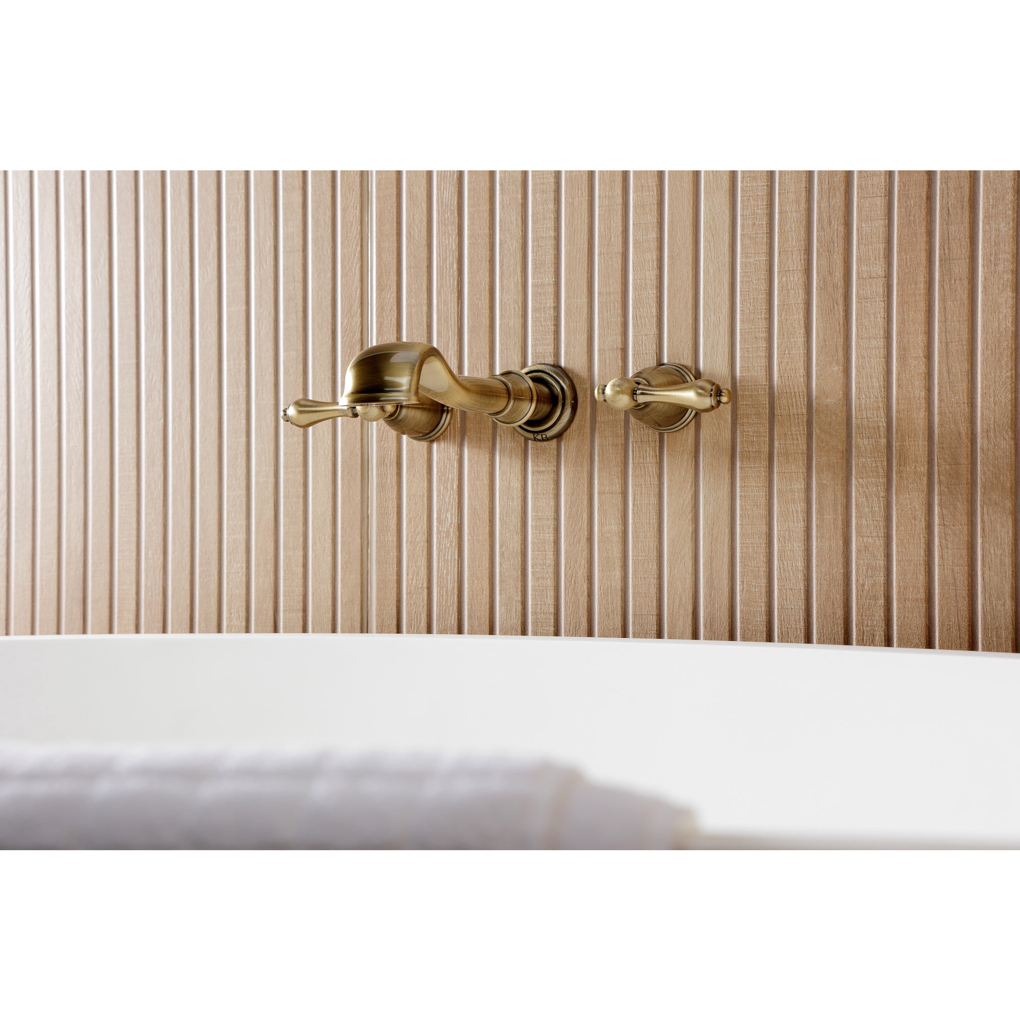 Kingston Brass KS5023AL  Two-Handle Wall Mount Roman Tub Faucet, Antique Brass