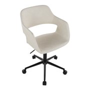 Carson Carrington Vallen Adjustable Task Chair with 5-Star Base Cream Faux Leather/Black Metal