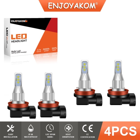 4pcs For Chevrolet Colorado 2015-2018 H11/H8/H9 High Beam/Low Beam LED Headlight Bulbs Super Bright 6000K Cool White