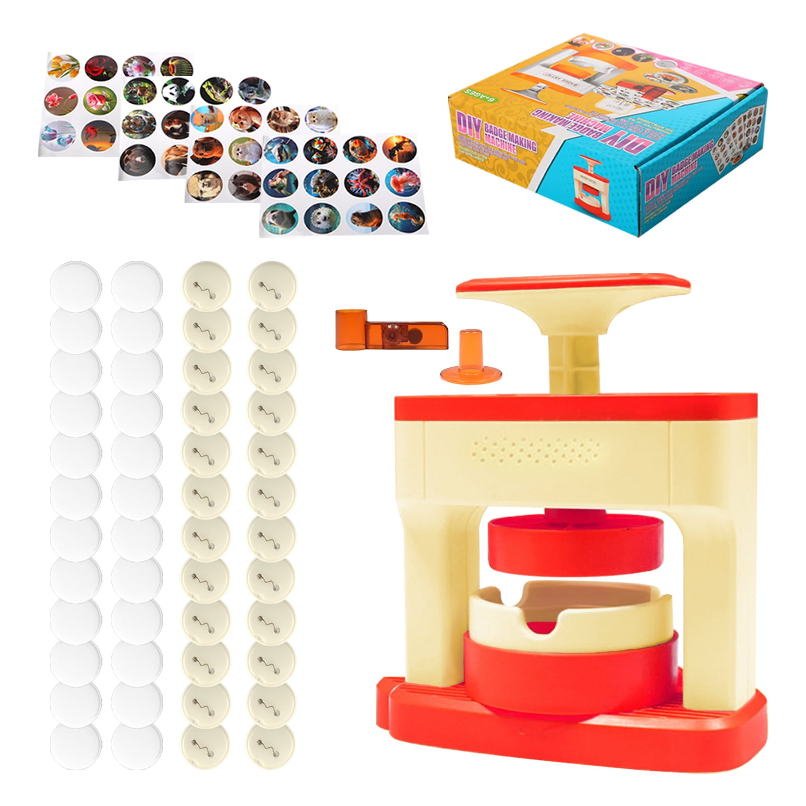 Dongyi 55mm Button Maker Machine with 48 Pcs Supplies-DIY Badge Maker Kit for Kids Crafts,Includes Circle Cutter & Button Parts,Perfect for School Projects & Party Favors