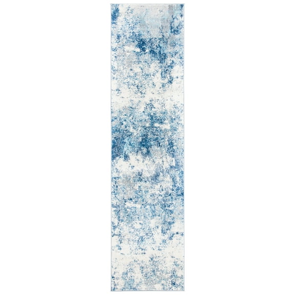 SAFAVIEH Brentwood Ainslee Abstract Runner Rug, Ivory/Navy, 2' x 22'