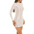 thumbnail image 3 of DPOIS Women's Shiny Oil Sheer Mini Dress Tight Pencil Dress, 3 of 7
