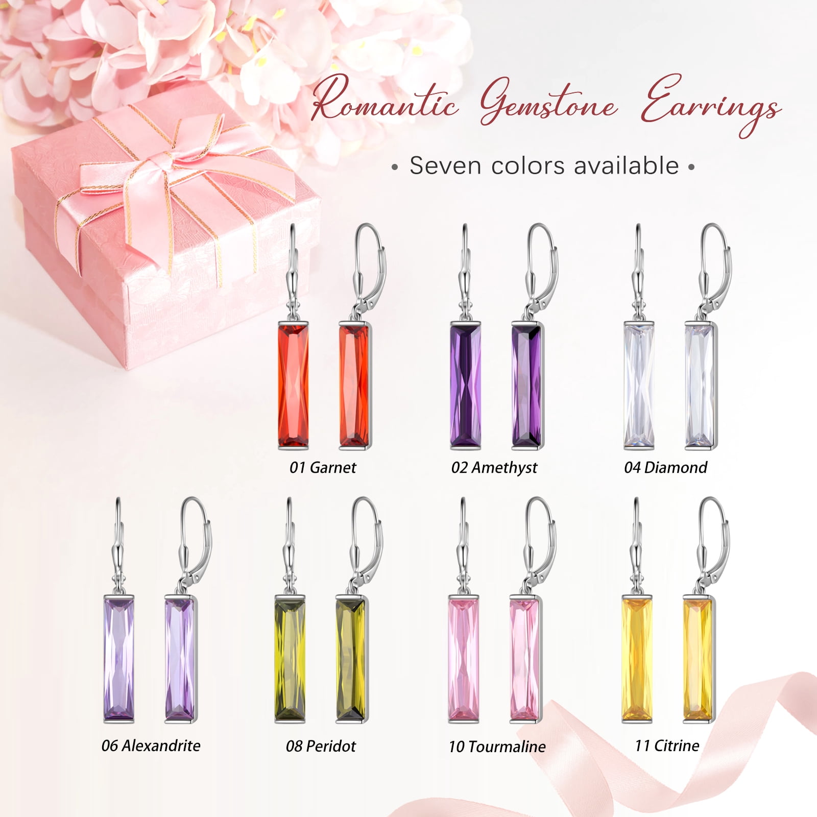 Juwaliy Leverback Long Dangle Earrings Sterling Silver Women April Birthstone Earrings Diamond Crystal Wedding Bridal Jewelry Birthday Gift