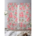 thumbnail image 2 of Red Floral Sheer Curtains for Living Room Bedroom Farmhouse Garden Flowers Botanical Sheer Curtains 84 Inch Long 2 Panels Set Light Filtering Curtain Window Treatments Drapes for Dining Room, 2 of 6