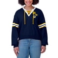 thumbnail image 4 of Women's WEAR by Erin Andrews Navy Michigan Wolverines Lace-Up Pullover Sweater, 4 of 4