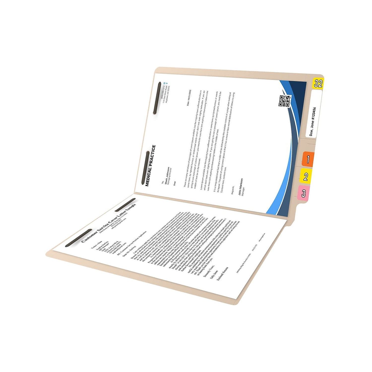 Medical Arts Press Reinforced End Tab File Folder Straight Cut Letter-Size Manila 50/Box (S-01324)