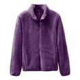 thumbnail image 4 of BOOMILK Fleece Jackets for Women Winter Zipper Fluffy Wool Teddy Casual Coat Pocket Warm Soft Jacket Purple, 4 of 4