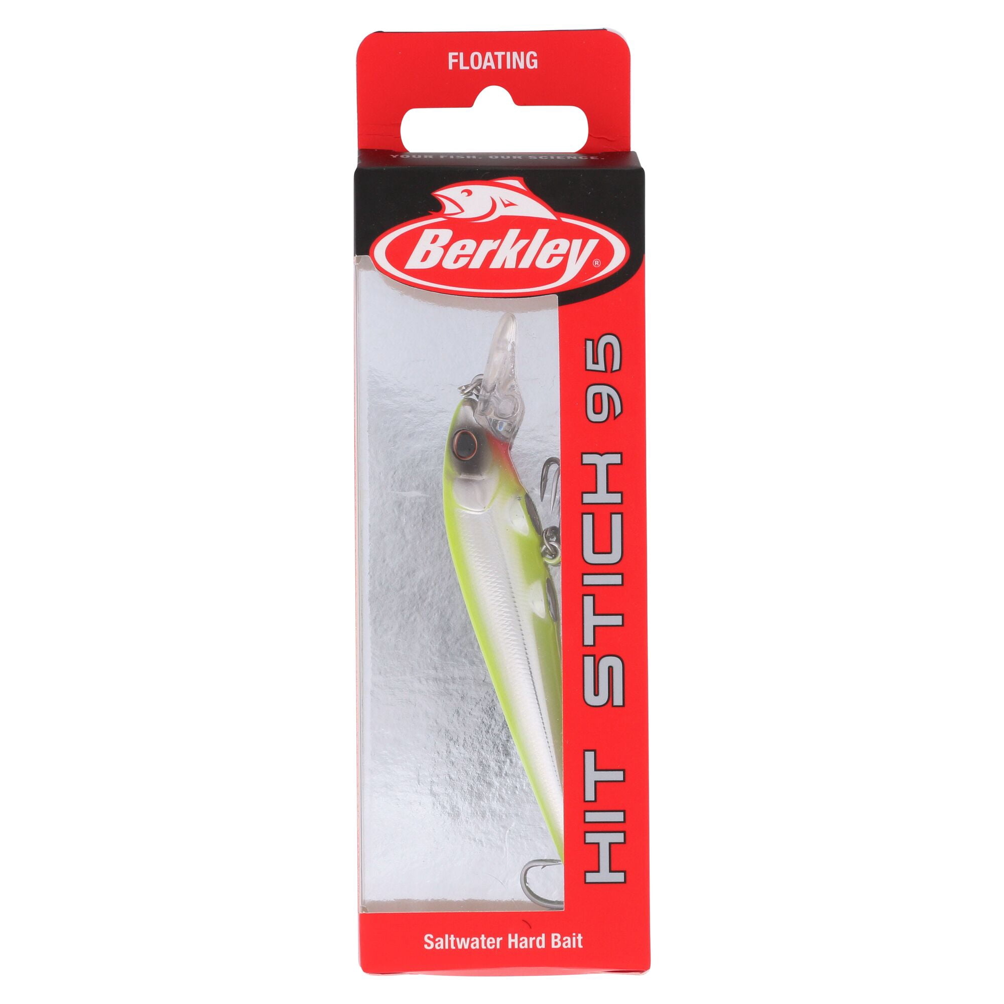 Berkley Hit Stick Saltwater, 3.75 in, Crankbaits, Chrome/Chartreuse (1 Count)