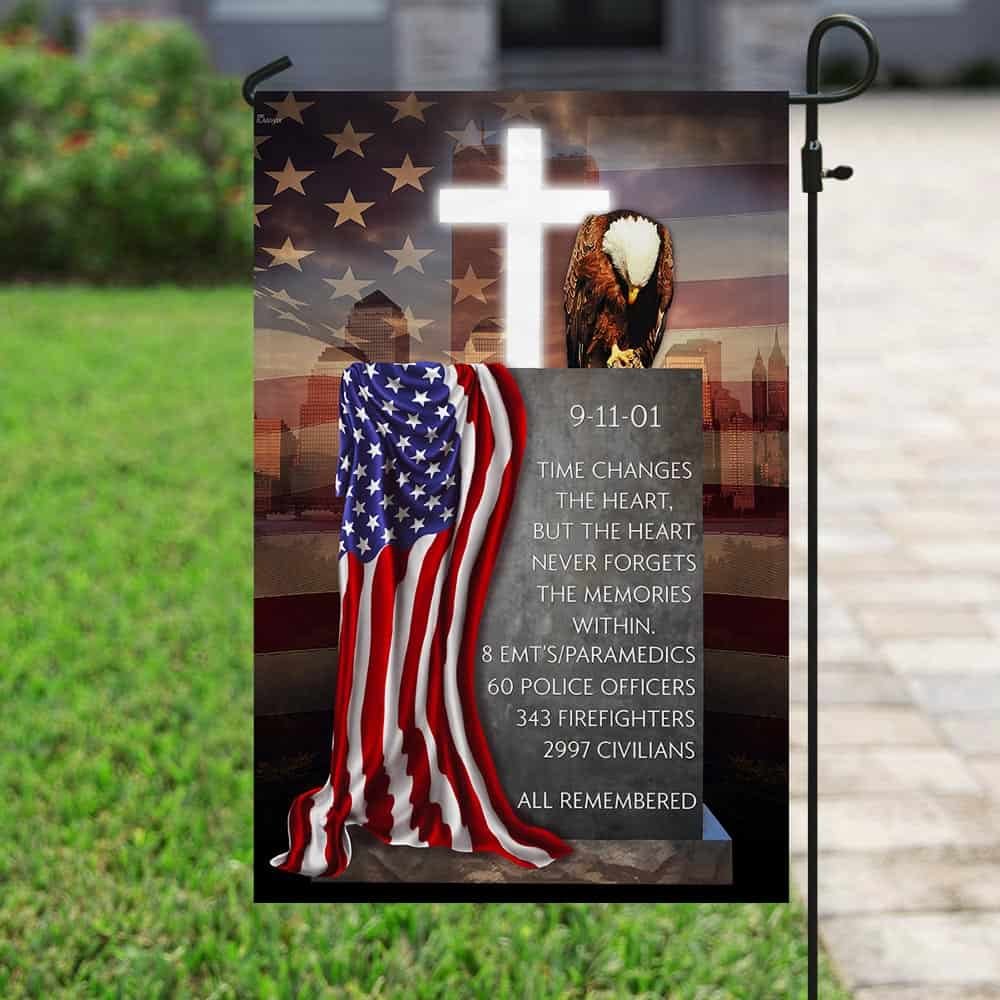 Never Forget 9/11 Gartenflagge Aus Jute – Doppelseitig Bedruckt Für Terrasse & Gedenktag