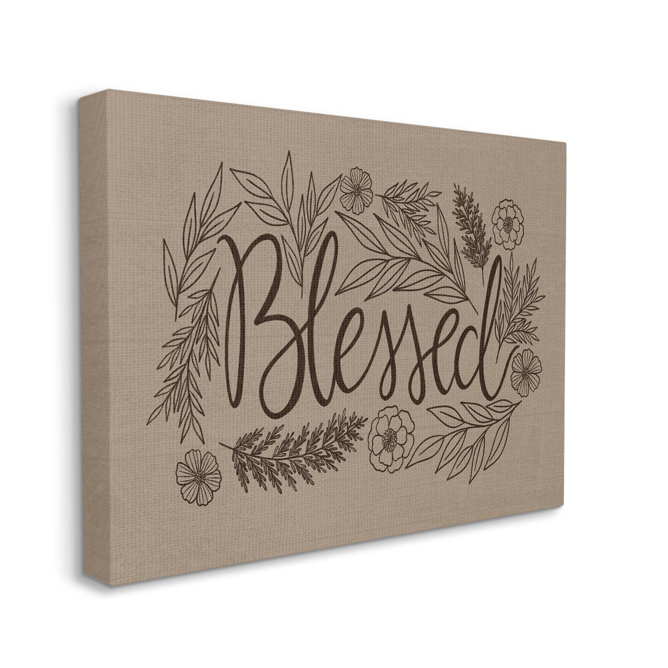 Blessed Flower Botanical Border Botanical & Floral Graphic Art Gallery Wrapped Canvas Print Wall Art