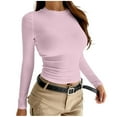 thumbnail image 4 of Womens Long Sleeve Stretch Shirts Crewneck Ribbed Knitting T-Shirt Slim Fitted Basic Tops, 4 of 4