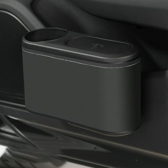 CxhicLuv Car Trash Can, Auto Interior Bin, Leather Leakproof Door-Mounted Storage, Vehicle Organizer Accessories, Garbage & Item Storage for Car Owners, Families, Commuters, Black