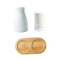 thumbnail image 3 of Salero y pimentero, especiero de estilo rústico, con bandeja, tarros para condimentos, dispensador de especias, coctelera de cerámica para barbacoa, C, 3 of 8
