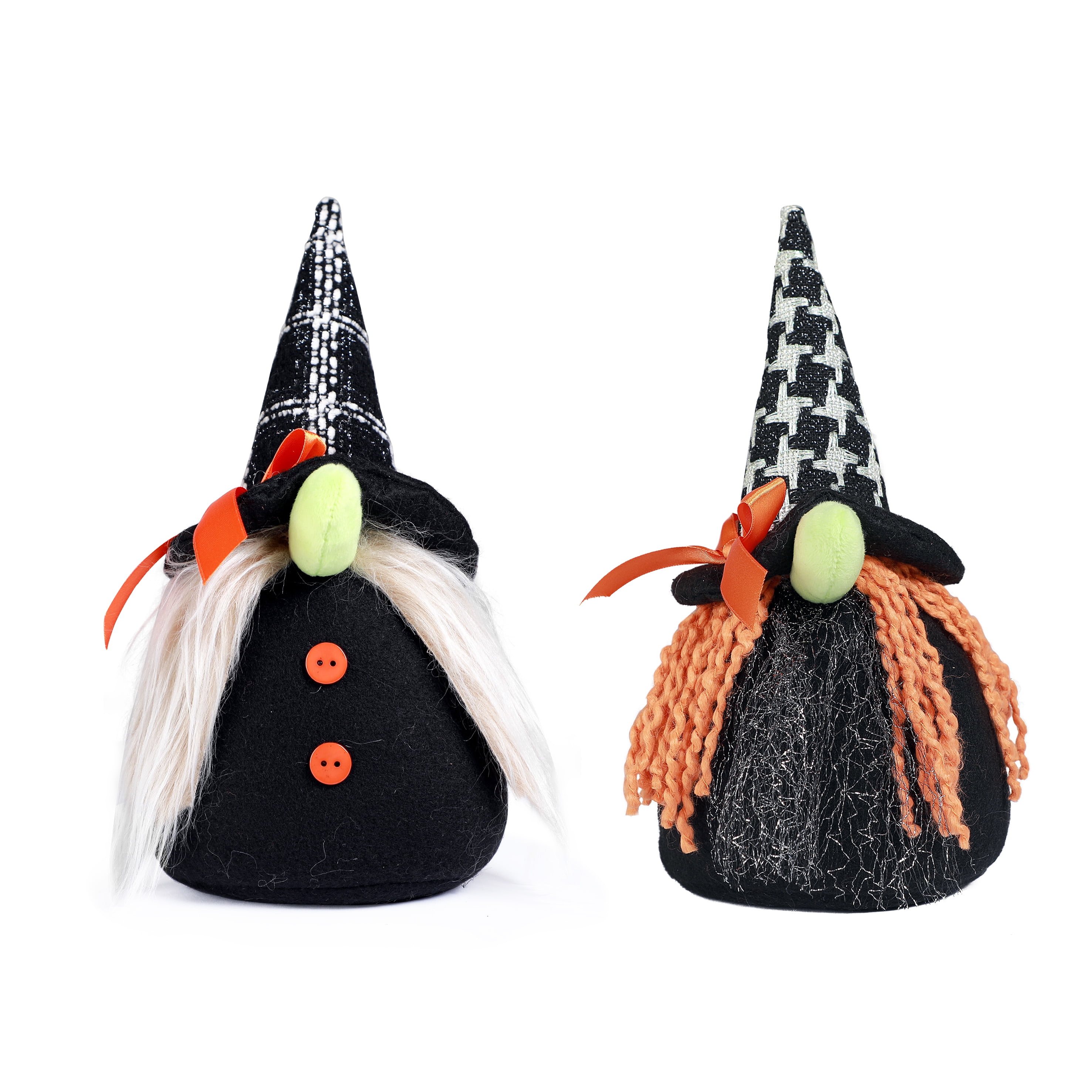 Way To Celebrate Halloween Fabric Whimsy Witch Gnome Tabletop Decorations, Set of 2