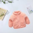 thumbnail image 2 of Generic Toddler Girls Boys Long Sleeve Thick Solid Color Plush Zipper Stand Collar Coat Puffer Jacket for 1-7 Years for Holiday Winter Party Christmas（4-5 Years Pink）, 2 of 4