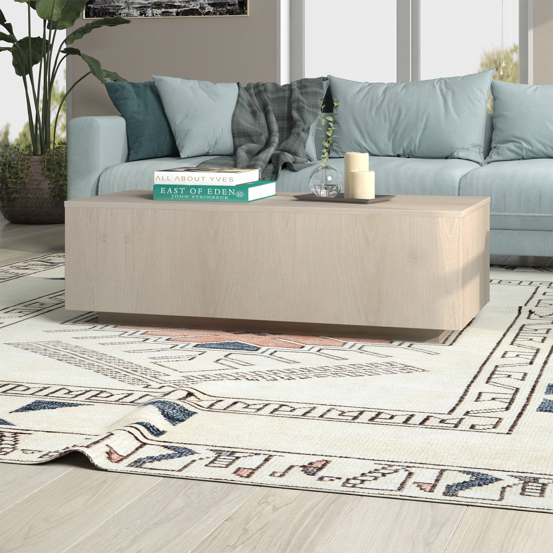 Evelyn&Zoe Modern/Contemporary 48" Wide Alder White Coffee Table