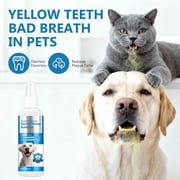 Pet Dog Dental Care Spray, Breath Freshener Dog Teeth Cleaning Spray for Bad Breath, Reduce Plaque & Tartar, No Brushing