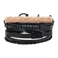 thumbnail image 5 of SmartBy 4Pcs/Set Vintage Men Mixed Style Braided Faux Leather Beaded Bracelet Bangle, 5 of 7