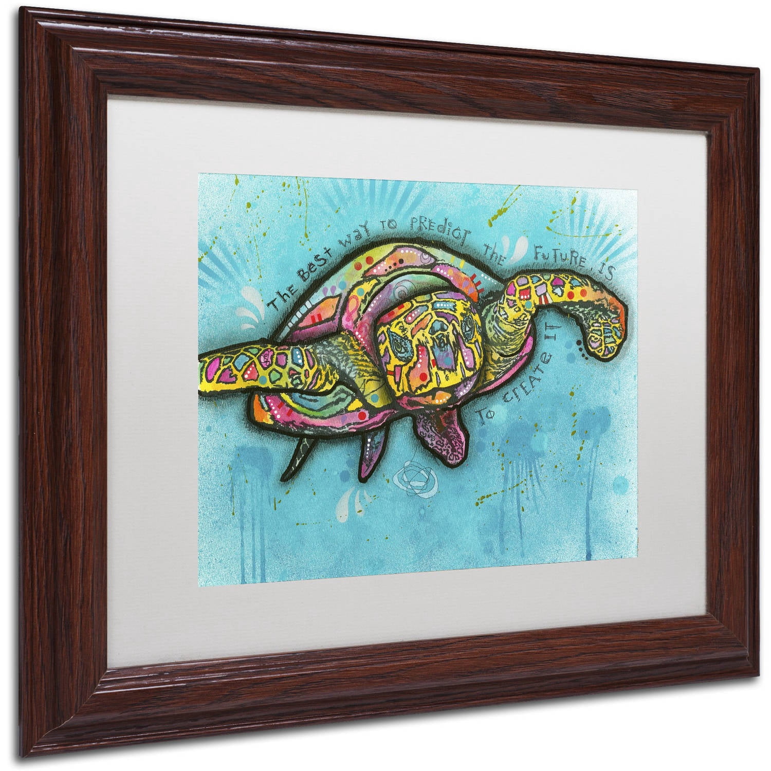 Trademark Fine Art "Turtle" Canvas Art by Dean Russo, White Matte, Wood Frame