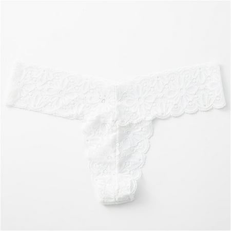 Hamky Womens Underwear Cotton Underwear Women s Stretch Bikini G-String Panty Lace Trim 5 Colors Comfy Underwear Seamless Underwear Hipster Panties White S