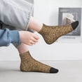 thumbnail image 2 of Rateoe Leopard Print Brown Pattern Quarter Crew Socks,Toe Seamed Ankle Socks,Cotton Cushioned Breathable Athletic Crew Sports Socks, 2 of 7
