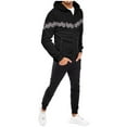 thumbnail image 1 of Men‘s Striped Stitching Zipper Sweatshirt Hooded Jacket Sweater Set, 1 of 6