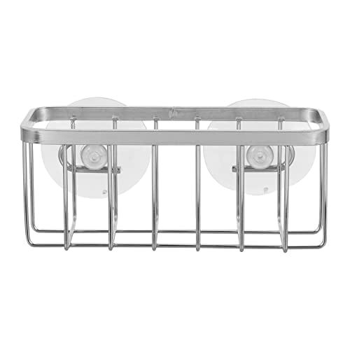 Kitchen Sink Sponge Holder Drainage Rack with Suction Cup Stainless Steel Storage Shelf for Sink Countertop Wall
