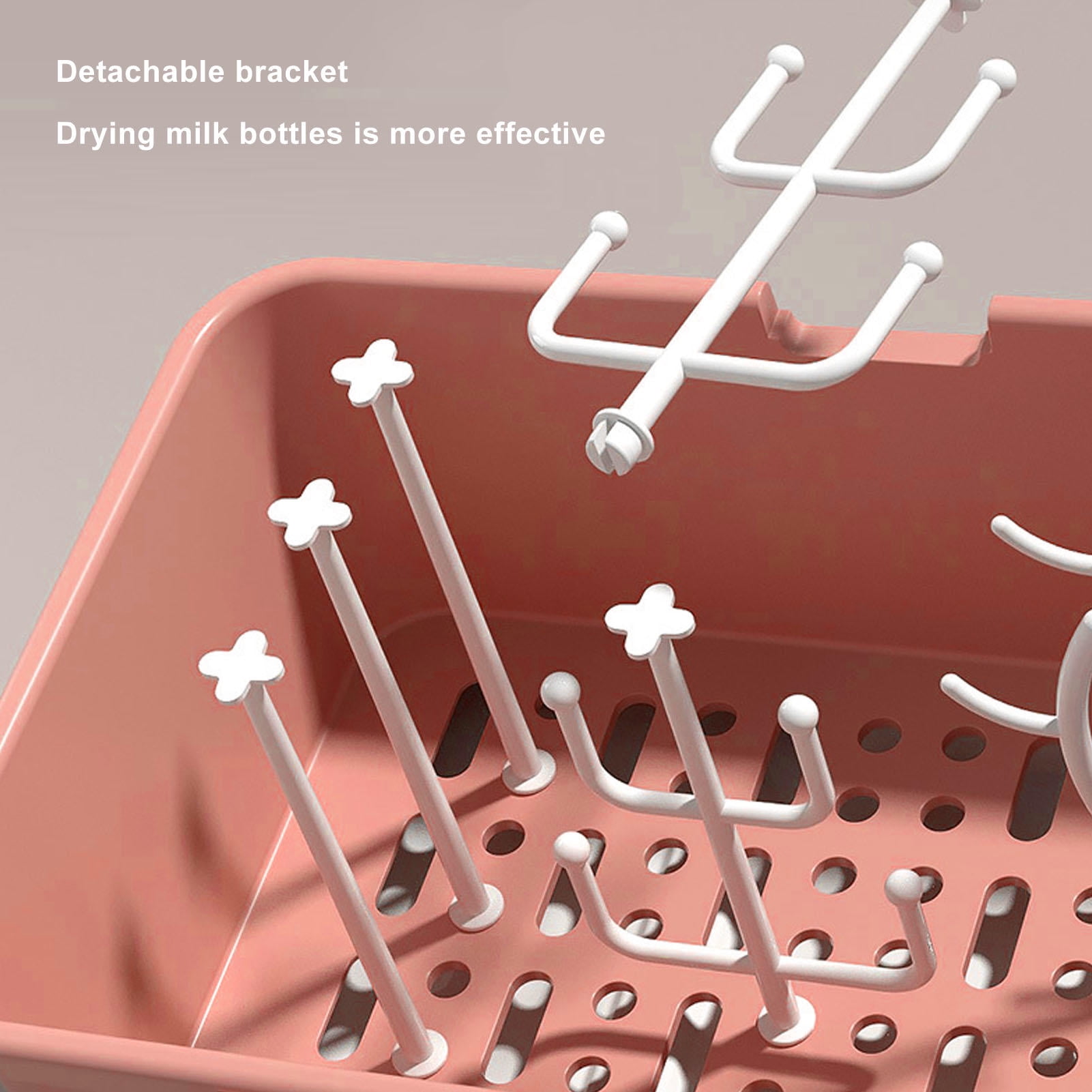 LAZIOEGR PP Baby Bottle Drying Rack - Portable Dust-Proof Sealed Storage Organizer for Bottles & Tableware (Pink)