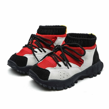 Juebong Spring And Autumn Leather Boys Fashion Lightweight Breathable Wear-Resistant Sports Casual Shoes, Red, 2-3 Years