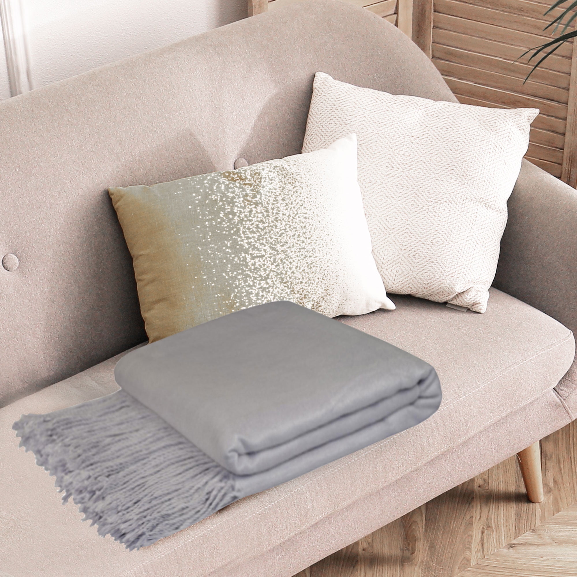 Unique Bargains Viscose Decorative Throw Blanket, 50" x 65" Whisper Gray