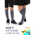 thumbnail image 4 of Hugh Ugoli Knee High Socks for Kids Girls Boys & Toddlers, Solid Color Long School Uniform Socks, Soft Breathable & Comfortable Bamboo Socks 3-14 Years Old | 3 Pairs | Melange Gray | 12-14 Years, 4 of 9