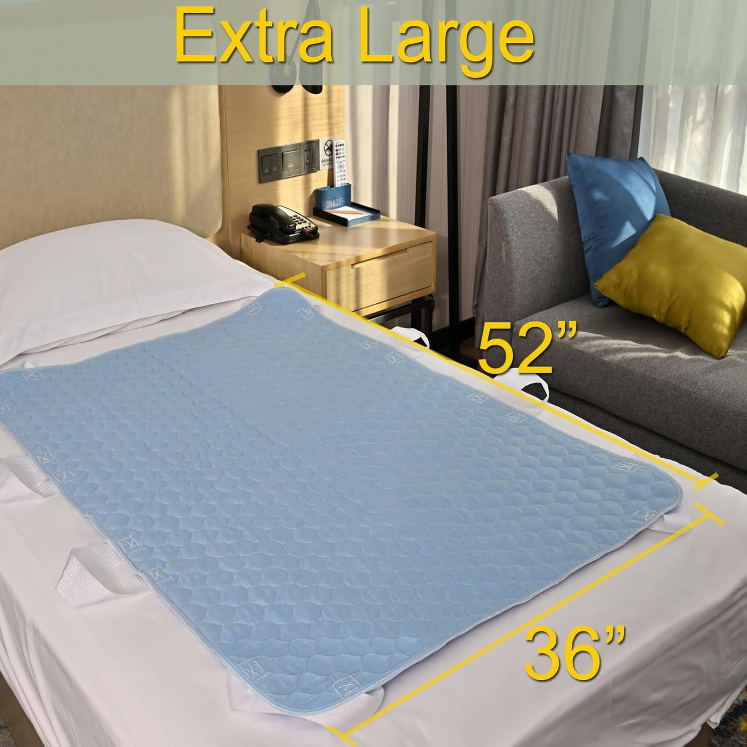 Positioning Bed Pad with 8 Handles, Ultra Absorbent Incontinence Underpad 36”x52” Extra Large Waterproof Reusable Transfer Pad for Adults and Elderly at Home & Hospital (Green 2 Pack)