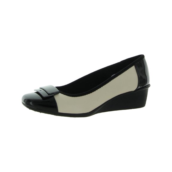 Anne Klein Waverly Wedge Pump Heels for Women, Slip on Shoes with Cap Toe Design, Padded Footbed, Textile Upper and Fabric Lining