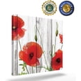 thumbnail image 2 of Red Poppy Floral Canvas Wall Art for Bedroom Bathroom Vintage Rustic Wood Picture Print Painting Artwork for Living Room,Kitchen,Office,Stretched and Framed 16"x16", 2 of 6
