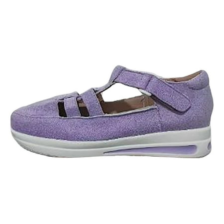 

Sandals Women Comfortable 2023 Summer New Large Shoe Slope Heel Thick Sole Casual Single Shoe Solid Color Hollow Breathable Hook Loop Casual Shoe