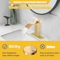 thumbnail image 3 of BESy Black Waterfall Spout Bathroom Faucet, Single Hole 1 Hole 3 Holes Single Handle Bathroom Sink Faucet, Rv Vanity Faucet with 6 Inch Deck Plate, cUPC Waterlines, Matte Black, 3 of 14