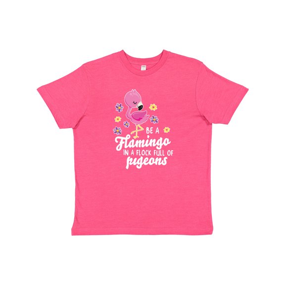 Inktastic Be a Flamingo in a Flock of Pigeons with Flowers Youth T-Shirt